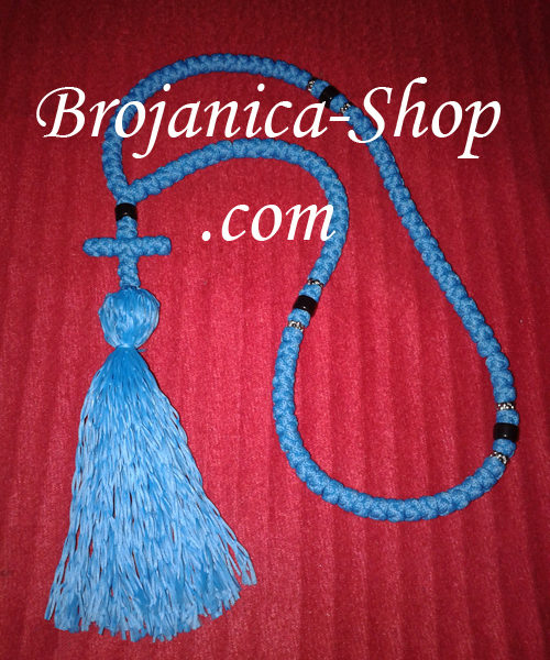 Ogrlica pletena tirkizno plava sa kićankom