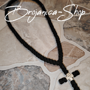 O085 Ogrlica pletena crna od 100 cvorica