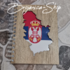R805 Drveni rokovnik planer sa zastavom Srbije
