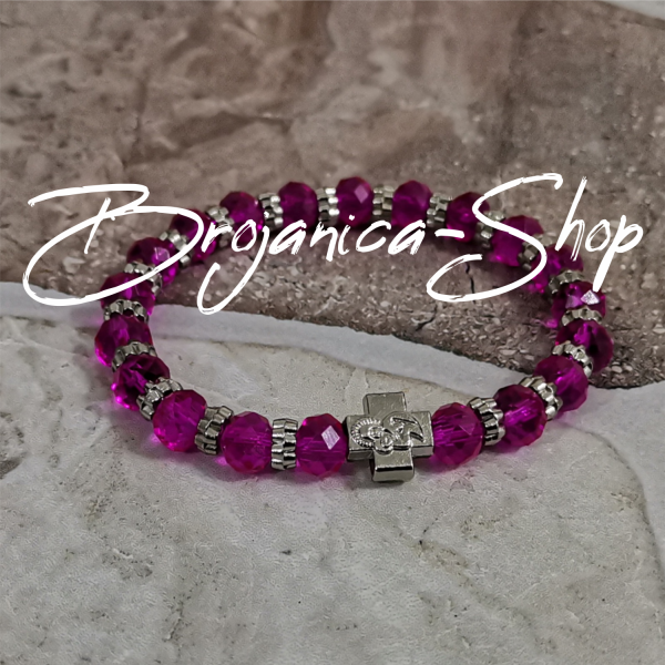 B829 Brojanica kristalna pink sa krsticem