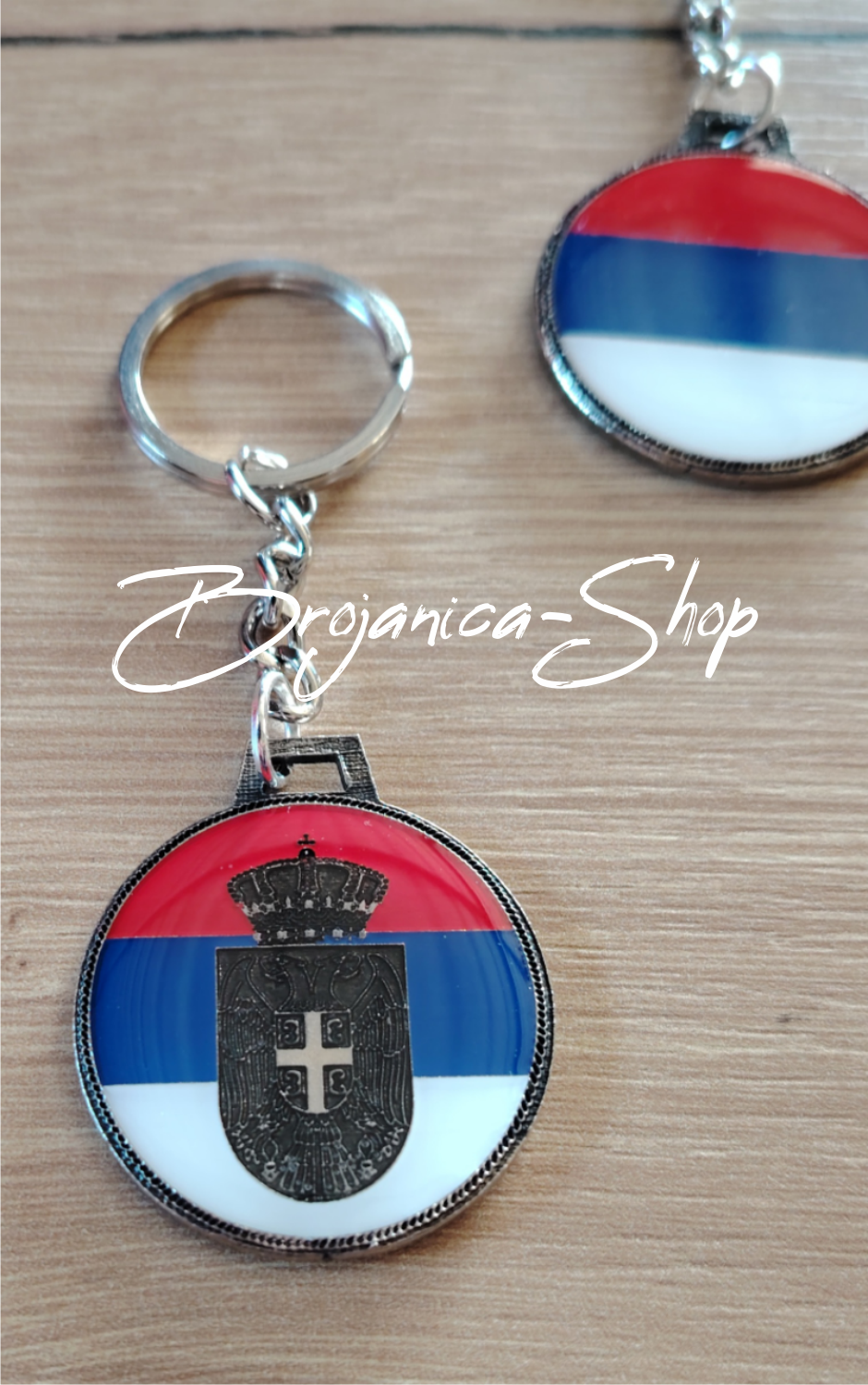 P848 Privezak metalni Grb Srbije u trobojci