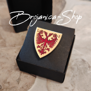 Z852 Značka grb cara Dušana Nemanjića u pozlati